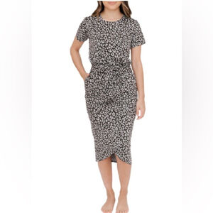Smash + Tess Canada Sz XS Rebecca Wrap Dress Grey Lola Leopard